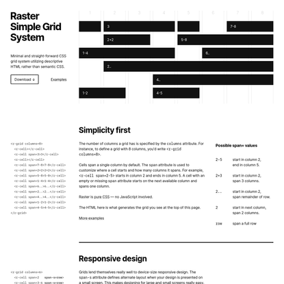 Raster-CSS Grid System