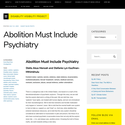 Abolition Must Include Psychiatry