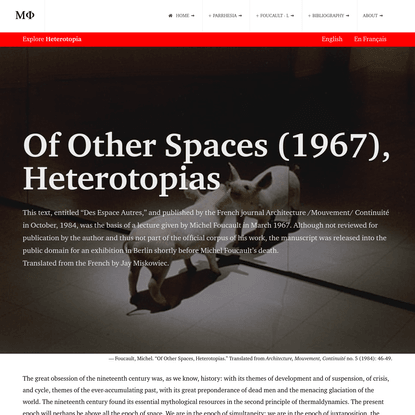 Of Other Spaces (1967), Heterotopias.