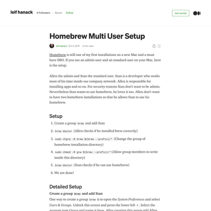 Homebrew Multi User Setup
