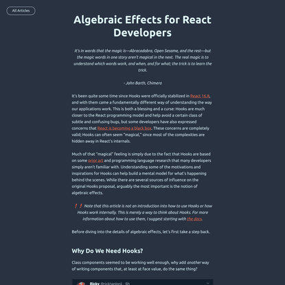 Algebraic Effects for React Developers - Reese Williams