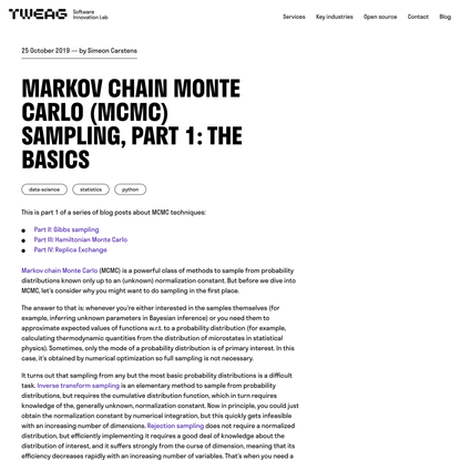 Markov chain Monte Carlo (MCMC) Sampling, Part 1: The Basics