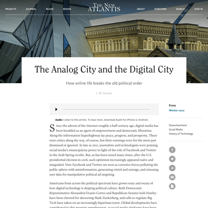 The Analog City and the Digital City — The New Atlantis