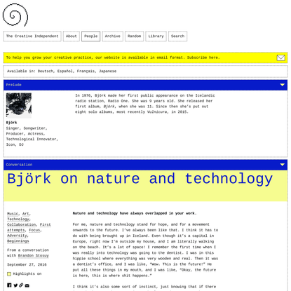 Björk on Nature and Technology