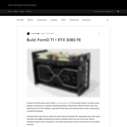 Build: FormD T1 + RTX 3080 FE