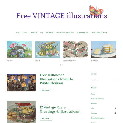 Free Vintage Illustrations - Free full-color vintage illustrations in the public domain! Curated from postcards, books, ads,...