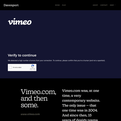 Vimeo.com, and then some. — Davenport