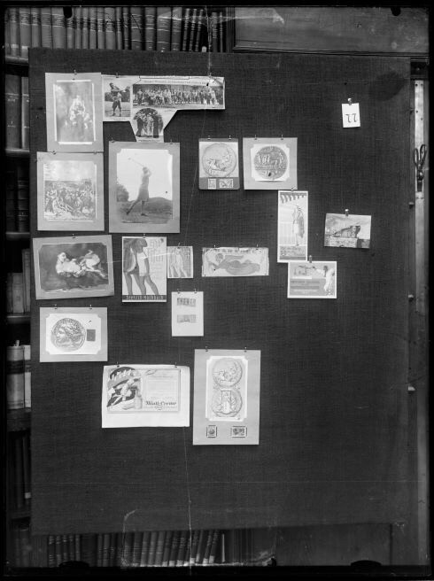 Aby Warburg, Bilderatlas Mnemosyne [Mnemosyne Atlas], Panel 77, 1929, digital positive from glass plate negative, 9 1/2 x 7 in. (23.7 x 17.7 cm). Warburg Institute Archive, London. © The Warburg Institute.