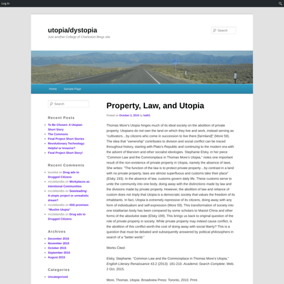Property, Law, and Utopia | utopia/dystopia