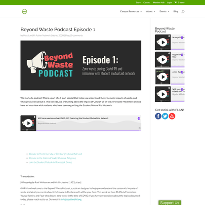 Beyond Waste Podcast Episode 1 | Post-Landfill Action Network (PLAN)