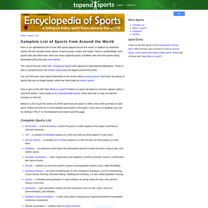 List of Sports - Every sport from around the world