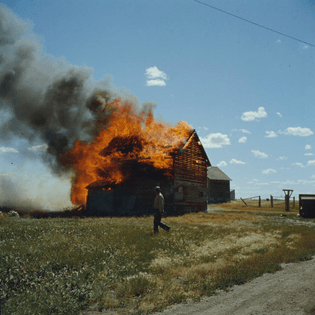 Barn fire, Tuxford, Saskatchewan, July 1959