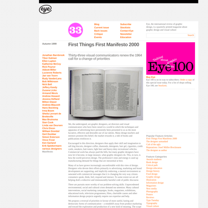 Eye Magazine | Feature | First Things First Manifesto 2000