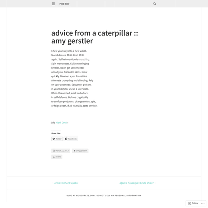 advice from a caterpillar :: amy gerstler