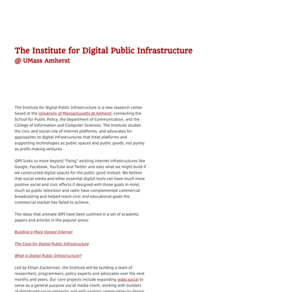 The Institute for Digital Public Infrastructure
