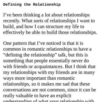 Defining the Relationship