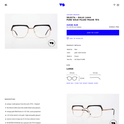 Glasses Selecta - Dalai Lama Pure Gold Filled Frame 70′s | Vintage Sunglasses
