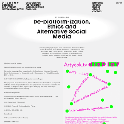 De-platform-ization, Ethics and Alternative Social Media | Display