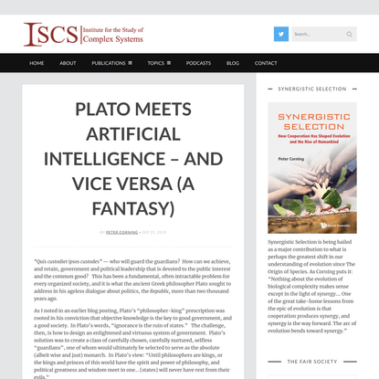Plato Meets Artificial Intelligence – And Vice Versa (A Fantasy) | Institute for the Study of Complex Systems