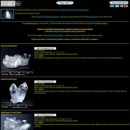 Quartz Crystals, Clusters & Rock Crystal Mineral Specimens
