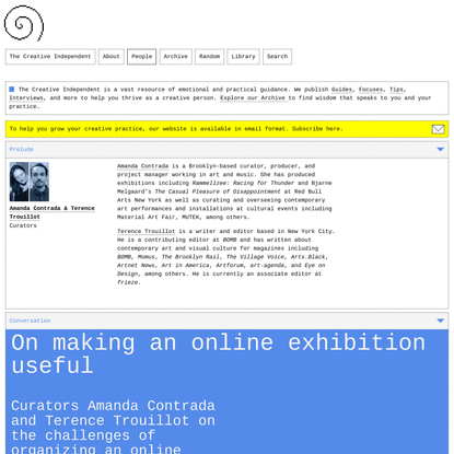 On making an online exhibition useful