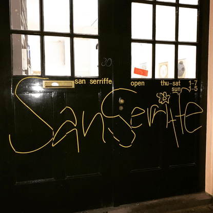 San Serriffe on Instagram: “New signage up! It basically says: come visit San Serriffe, Thu-Sat 1-7, Sun 1-5! 🌞”