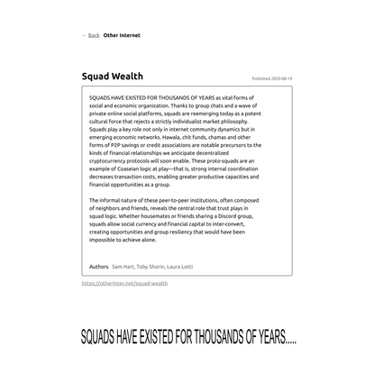 Squad wealth