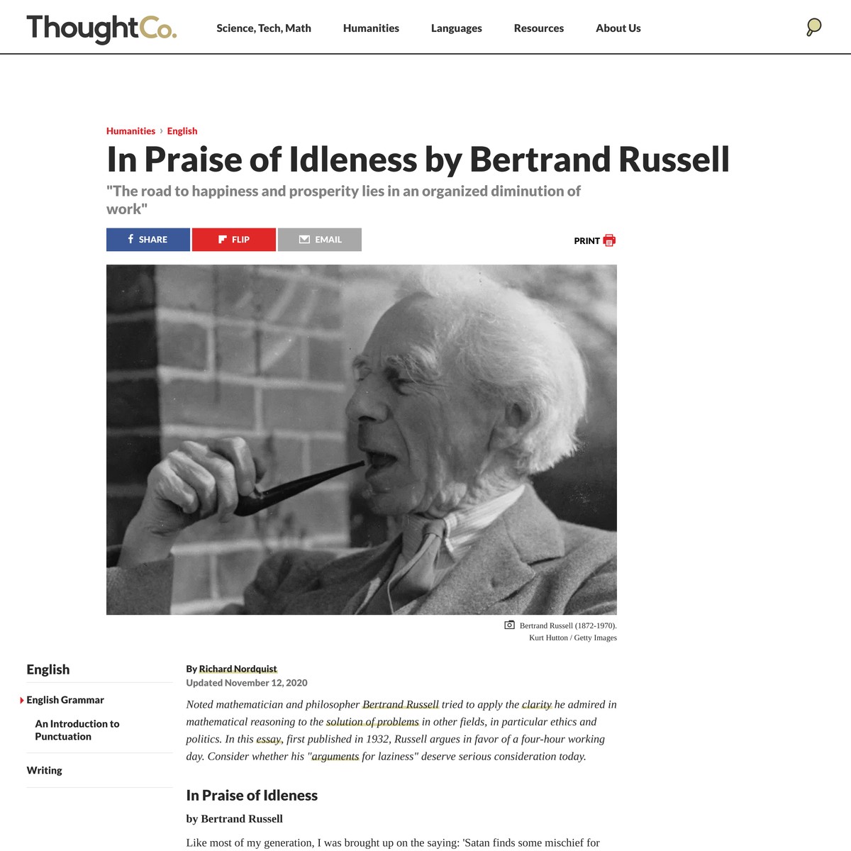 bertrand russell essay on idleness