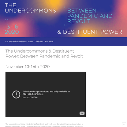 The Undercommons and Destituent Power