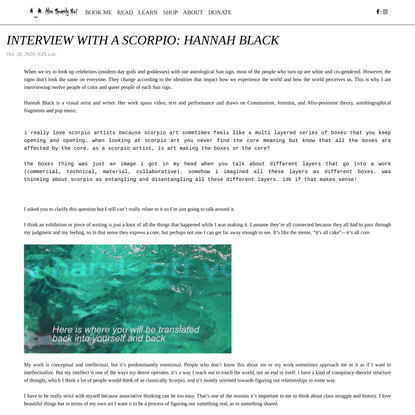 Interview with a Scorpio: Hannah Black