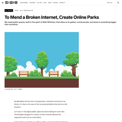 To Mend a Broken Internet, Create Online Parks