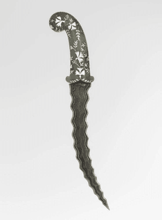 Dagger with wavy blade and jade grip. India, 17th-18th century