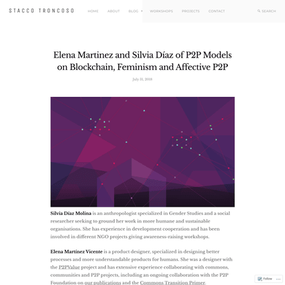 Elena Martinez and Silvia Díaz of P2P Models on Blockchain, Feminism and Affective P2P