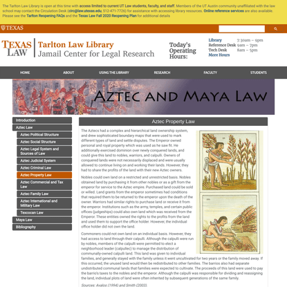 Tarlton Law Library: Exhibit - Aztec and Maya Law: Aztec Property Law