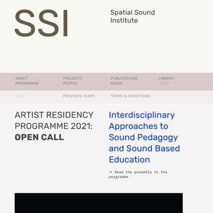 OPEN CALL: ARTIST RESIDENCY PROGRAMME 2021 — SSI