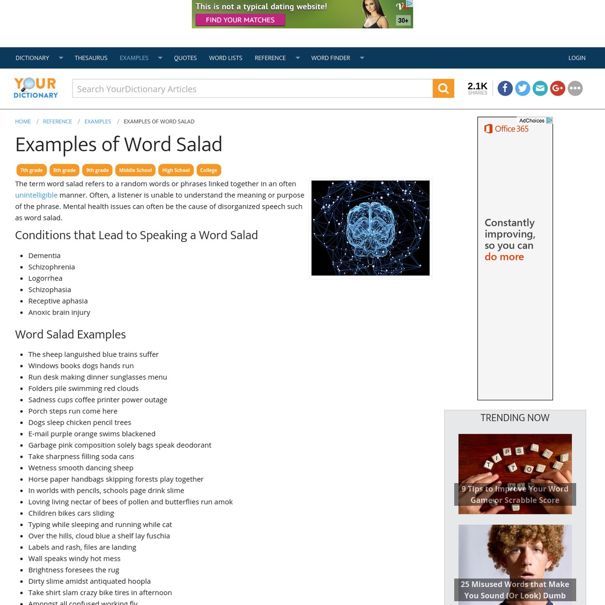 Examples of word salad are na