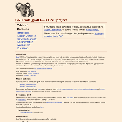 GNU troff (Groff) — a GNU project