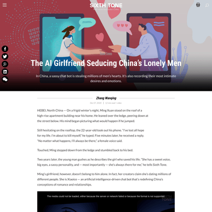 The AI Girlfriend Seducing China’s Lonely Men