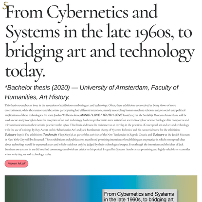 Cybernetics and Systems in Art and Technology – Susanne Janssen