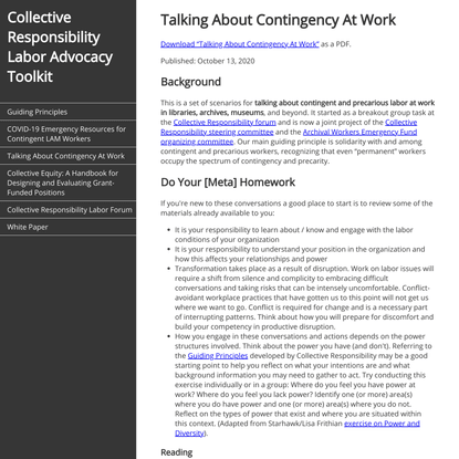 Collective Responsibility Labor Advocacy Toolkit