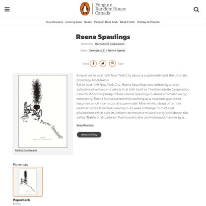Reena Spaulings by Bernadette Corporation | Penguin Random House Canada
