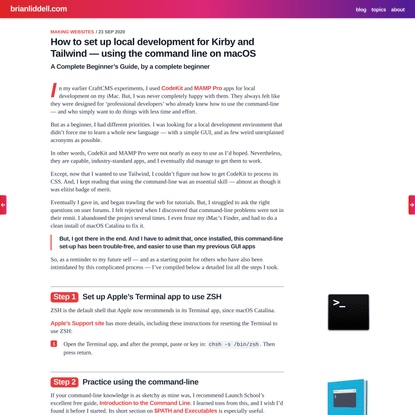 How to set up local development for Kirby and Tailwind -- using the command line on macOS | brianliddell.com
