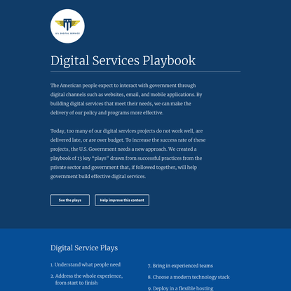The Digital Services Playbook — from the U.S. Digital Service