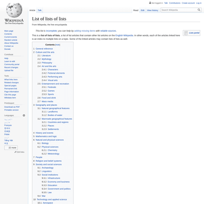List of lists of lists - Wikipedia