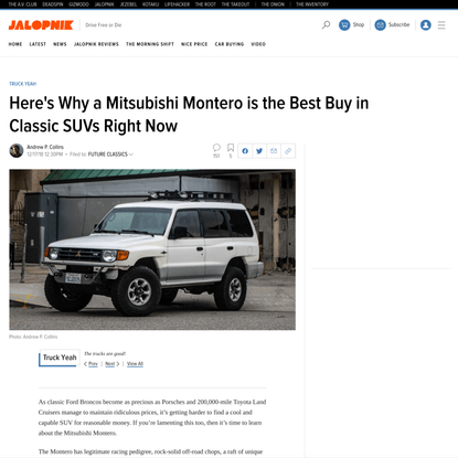 Here’s Why a Mitsubishi Montero is the Best Buy in Classic SUVs Right Now