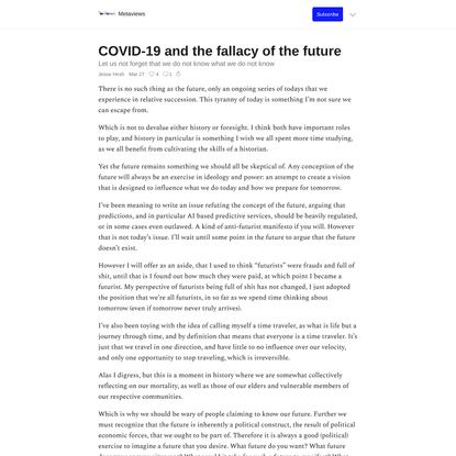 COVID-19 and the fallacy of the future