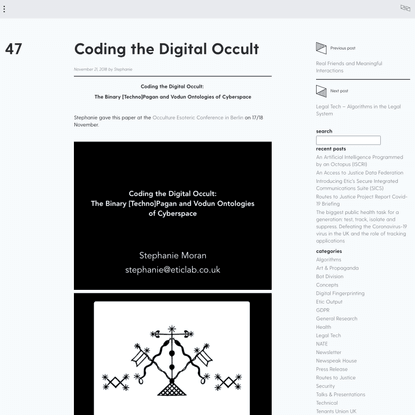 Coding the Digital Occult - Vodun Algorithms