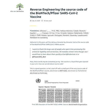 Reverse Engineering the source code of the BioNTech/Pfizer SARS-CoV-2 Vaccine - Articles