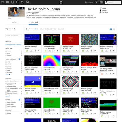 Malware Museum, Internet Archive