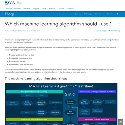 Which machine learning algorithm should I use?